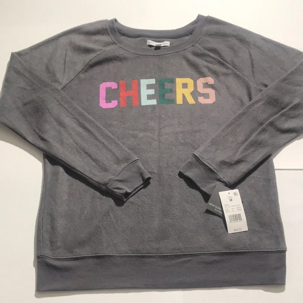 Grayson Threads Sleepwear Cheers sweatshirt NEW medium gray sweet dreams